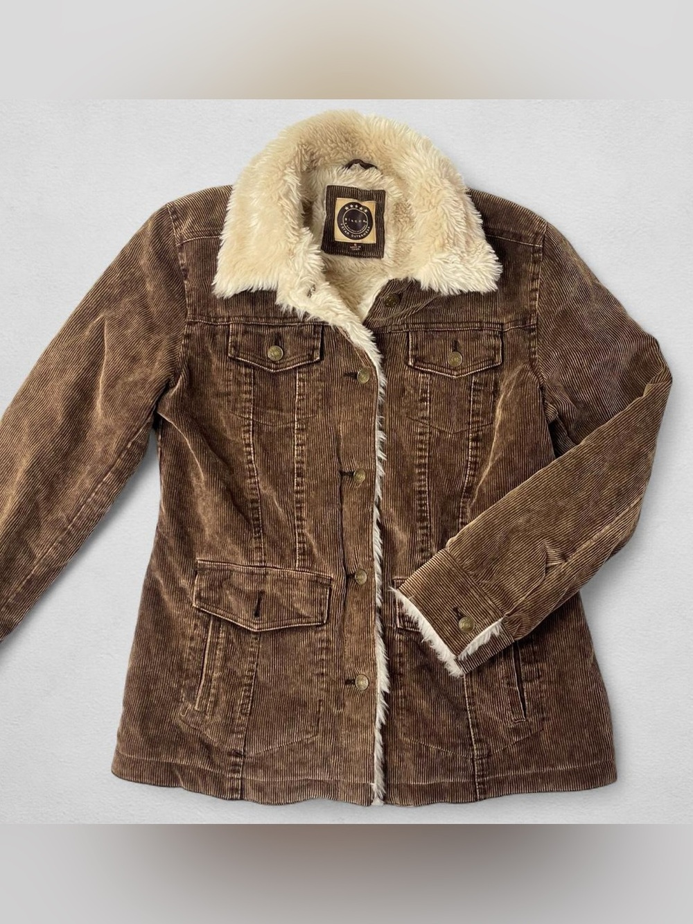 Giacca Y2K Women’s Brown Corduroy Jacket with Faux Shearling Collar
